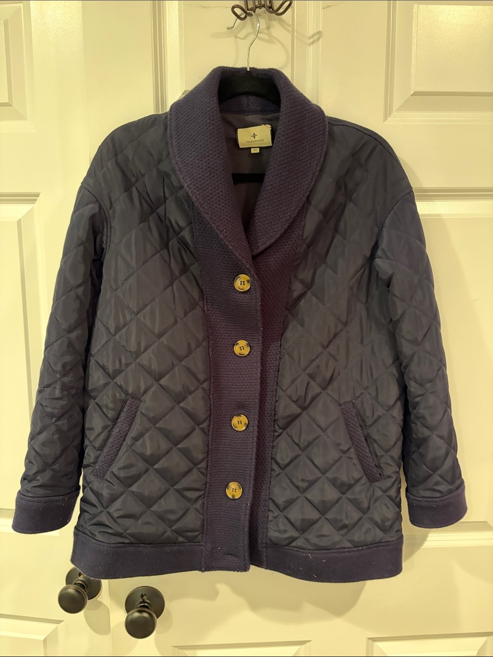 Tuckernuck Navy Quilted Shawl-Collar Puffer Jacket